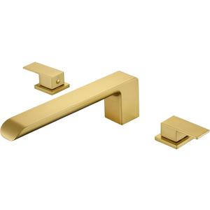 SITGES Minimalist Square-Shaped Bathtub Faucet,2-Handle Widespread Roman Tub Faucet with 11-Inch Spout Reach,High-Flow Deck Mount Bath Faucet Set,Valve Included,Brushed Gold
