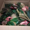 Briful 5FT Christmas Magnolia Flower Garland with Pine Cones Berries Artificial Silk Floral Vine Faux Flower Garland for Xmas Backdrop Table Wall Wedding Party Home Decor