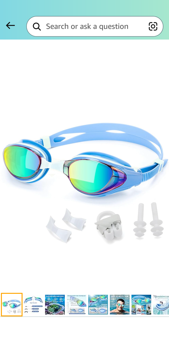 Nearsighted Swim Goggles, Shortsighted Optical Swimming Goggles No Leaking Anti Fog UV Protection for Adult Men Women -10.00