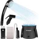 DR.PREPARE Portable Shower for Camping, Camping Shower with 4.5 Gallons Foldable Bucket, USB Rechargeable Battery, 2 Shower Heads, Outdoor Camp Showers for Hiking, Travel, Climbing, Pet Cleaning