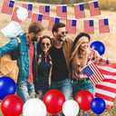 3 x 4th of July Decorations 33ft American String Flags Banner+ 10Pcs Handheld USA Stick Flag+ 30Pcs Red White Blue Balloons+2 Sheet Stickers Party Decor for 4th of July America Patriotic Day Memorial Day