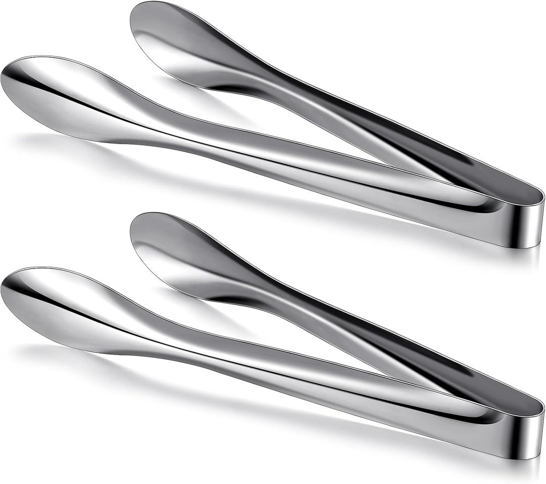 2 Pack Polished Stainless Steel Serving Tongs 12 Inch Metal Food Silver Tong for Buffet Salad BBQ Grilling Heavy Duty Kitchen Utensils for Cooking Catering Wedding Party