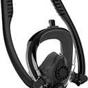 Snorkel Mask,Full face Diving mask,Double Tube Breath Separation,Anti Fog Anti Leak, 180 Degree Ultra Wide Angle,GoPro can be Installed,Suitable for Adults and Beginners (Large-X-Large, Black)