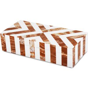 Handicrafts Home Decorative Storage Box 10x4.5  Remote Control Holder, Jewelry Organizer, Modern Decorative Box with Lid, Boho Chic Home Dcor Accent, Vintage Memory Box for Living Room Shelf Dcor (CHEVRON-BROWN)