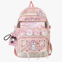 Teenage Girls Cute Backpack For School 17.5 Inch Students Casual Travel Aesthetic Backpack With Kawaii Accessories, Pink