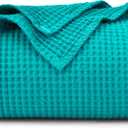 PHF Pre-Washed Cotton Waffle Weave Blanket Baby Size,Snag Proof Throw for Spring Summer,Lightweight Breathable 30x40,Oeko-TEX Certified for Bed,Machine Washable, Home Decor GiftTeal