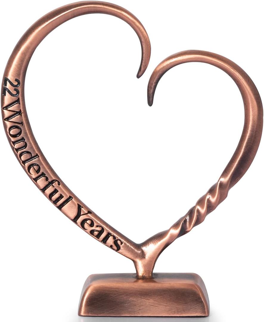 22nd Anniversary Copper Gifts for Him Her 22 Year Wedding Anniversary | 22 Year Wedding Anniversary Copper Gifts for Couples Wife Husband Women Men Hand Forged Copper Heart Art Keepsake Home Decor