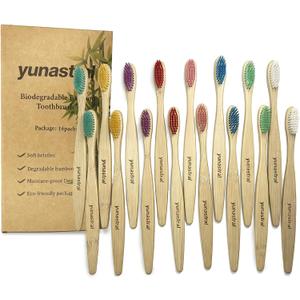 3 x 16 Pack Bamboo Toothbrushes - Soft Bristles, BPA Free, Eco-Friendly Natural Wooden Toothbrushes for Adults & Family, Zero Waste Compostable Handle