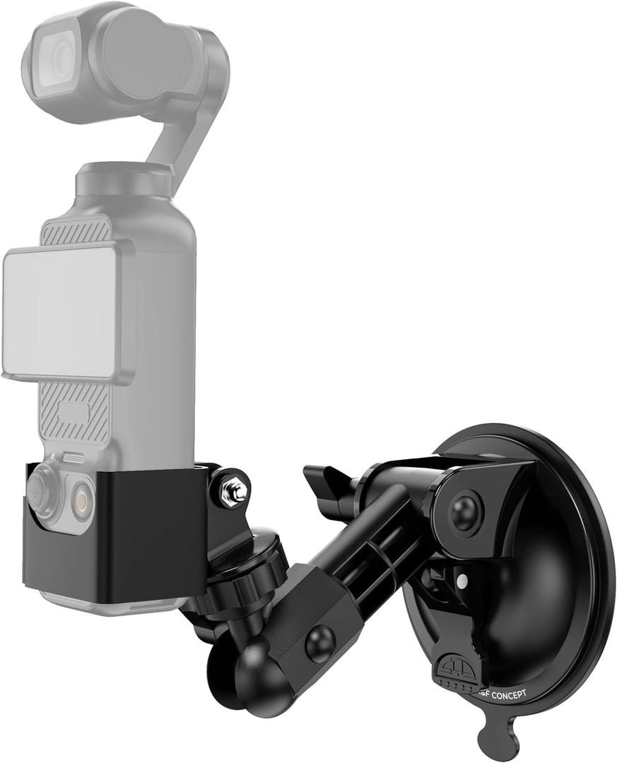 K&F CONCEPT Suction Cup Mount for DJI Osmo Pocket 3, Car Windshield Window Dash Mount Holder for GoPro Hero 13/12/11/10/9 Black, DJI Osmo Action 3/4/5 Pro, Insta360 X5/X4 Accessories
