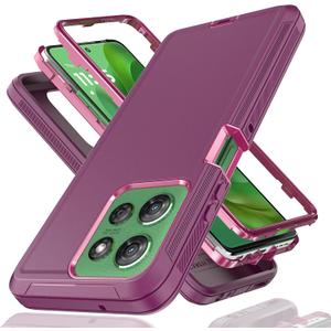 for Moto G Power 5G 2025 Case3 in 1 Shockproof TPU Hard PC Bumper Drop-Proof Shell for Moto G Power 5G 2025 6.8" Purple/Red