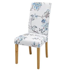 Lalluxy Stretchy Parson Chair Slipcovers for Dining Room Chair seat Covers Chair Protectors for Party Pet Protection Universal Fit Soft Polyester (Set of 6, Blue Flowers)