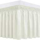 Biscaynebay Wrap Around Bed Skirts for Queen Beds with Short Drop of 12", Ivory Adjustable Elastic Dust Ruffles Easy Fit Wrinkle Resistant Silky Luxurious Fabric Machine Washable