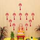 ZIG ZAG Pack of 10 Lotus Hangings for Diwali Decoration – Floral Wall Hangings for Temple, Wedding, Festival, and Christmas Decor (22.8 cm x 9.6 cm) Latkan Toran