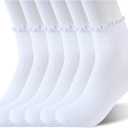 Monxiery Womens Cotton Ruffle Socks, Cute Breathable Frilly Casual Ankle Socks, M/L