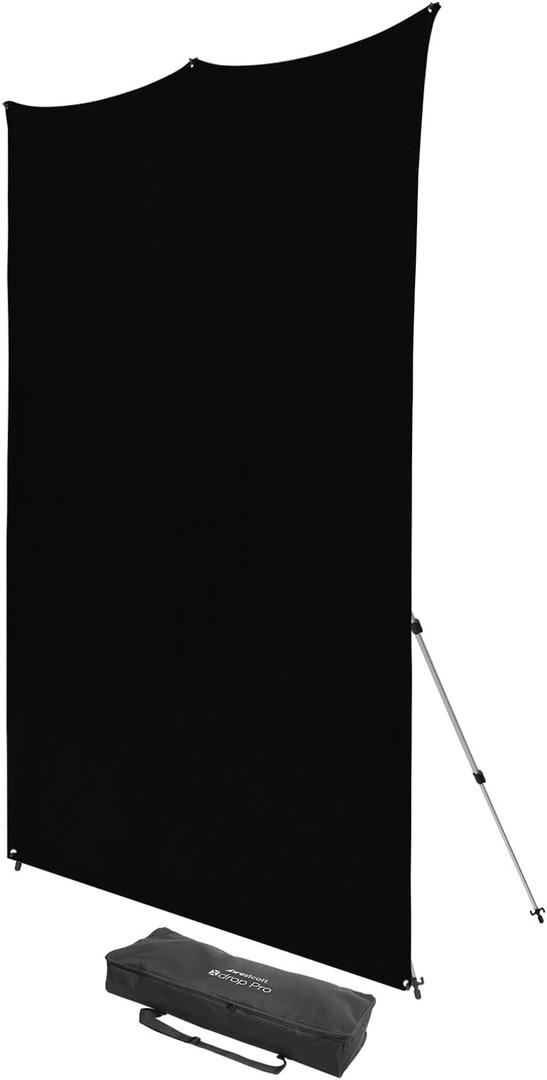 Westcott 8'x8' Black X-Drop Pro Wrinkle-Resistant Backdrop Kit - for Headshots, Portraits, Video Interviews, and Photo Booths