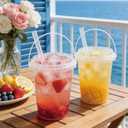 TTzycc 30 Sets 34 oz Drink Buckets with Lids and Straws, Reusable Clear Plastic Party Cups for Iced Coffee, Smoothies, Milkshakes, Sturdy & Durable Beverage Tubs for Lemonade, Pool and Beach Parties