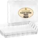 6 Pack Clear Plastic Serving Trays for Party, 9 x 13 Inch - Heavy Duty Plastic Trays for Food - Rectangular Party Serving Trays and Platters - Clear Disposable Trays
