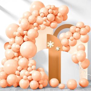 200 Pieces Pastel Orange Peach Balloons Garland Arch Kit Light Orange Balloons Different Sizes for Birthday Baby Shower Decorations