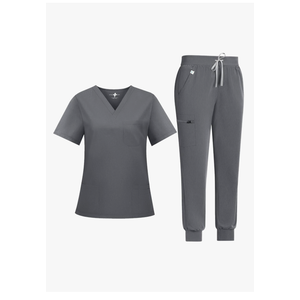 Scrubs for Women Set Medical Uniform - Stretch Slim Fit V-Neck Scrub Top & Jogger Pant with 9 Pockets, Size M