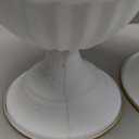 White Flower Vases for Centerpieces: Wedding Compote Bowl 5.1 Inch Small Urn Vase Metal Pedestal Vase for Table Party Event Home Set of 2