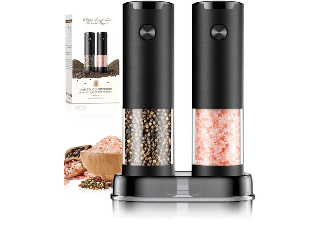 Electric Salt and Pepper Grinder Set Automatic Battery Pepper Mill Shakers Adjustable Coarseness Upgraded Larger Capacity with Led Home and Kitchen Appliances Birthday Gifts for Women Mom