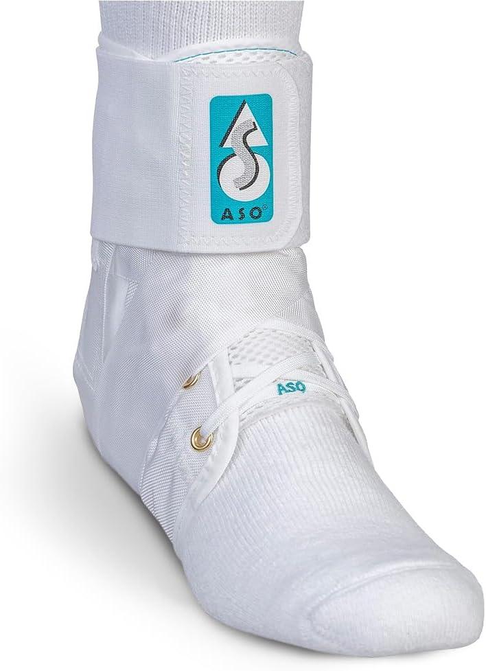 Med Spec ASO Ankle Stabilizer - Lace Up Ankle Brace for Sprained Ankle and Peroneal Tendonitis, Orthopedic Ankle Support for Men, Women, Adults, Teens and Kids, Sports Injury Recovery (White, S)