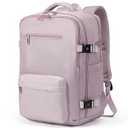 SHRRADOO Travel Backpack for Women & Men 40L, Airline Approved Carry On Luggage Personal Item Travel Bag fits 17" Laptop (Pink khaki)