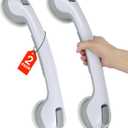 Grab Bars for Bathtubs and Showers, Heavy Duty Shower Handle 2 Pack 16 Inch Suction Cup, Removable Bar Bath Handrails for Seniors and Elderly Handicap, Bathroom Safety Grips No Drilling Waterproof