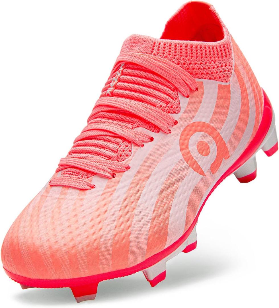 AMZZPIK Kids Soccer Cleats for Little/Big Kid Size 11C-6Y Youth Professional Cleat for Boys and Girls (Light Pink)