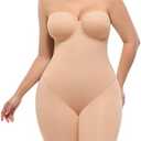 SHAPELLX Shapewear for Women Strapless Bodysuits Tummy Control Body Shaper Butt Lifting Shapewear with Removable Straps
