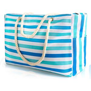 SRISE Large Beach Bag for Women & Men, Beach Bags Waterproof Sandproof, Travel Tote Bag, Swim Pool Bag for Family Outdoor (Blue Green)