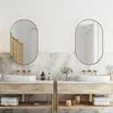 ANDY STAR Oval Bathroom Mirror, 20x33Oval Gold Mirror Stainless Steel Metal Frame Mirror for Bathroom, Entryway, Living Room, Contemporary 1" Deep Set Design Wall Mount Hangs Vertical or Horizontal
