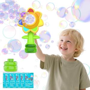 Bubble Machine for Kids, Automatic Sunflower Bubble Maker for Toddlers, Portable Battery Operated Bubble Toys for Indoor Outdoor Birthday Party-Yellow