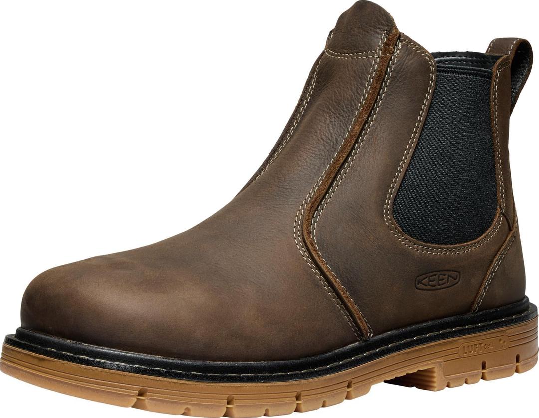 KEEN Utility Men's San Jose Chelsea Alloy Aluminum Toe 90 Degree Heel Pull On Work Boots (Brown) Size 11W
