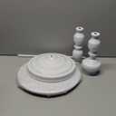 Metal Small End Table, Vintage Matte Black Round Side Table Nightstand for Bedside or Sofa, Small Accent Pedestal Table for Living Room Corners Bedroom Patio and bar (Light White)