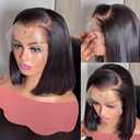 Bob Wig Human Hair 13x4 Frontal Lace Wig Short Straight HD Transparent Lace Front Bob Wigs for Black Women Human Hair Glueless Pre Plucked Hairline with Baby Hair Pre Cut 150% Density Natural Color