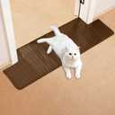 Uross Carpet Protector for Pets -3.6FT Brown Round Corner Plastic Carpet Protector, Under Door Cat Carpet Protector for Doorway, Anti Cat Scratch Carpet Protector Mat, Stop Cats from Scratching Carpet