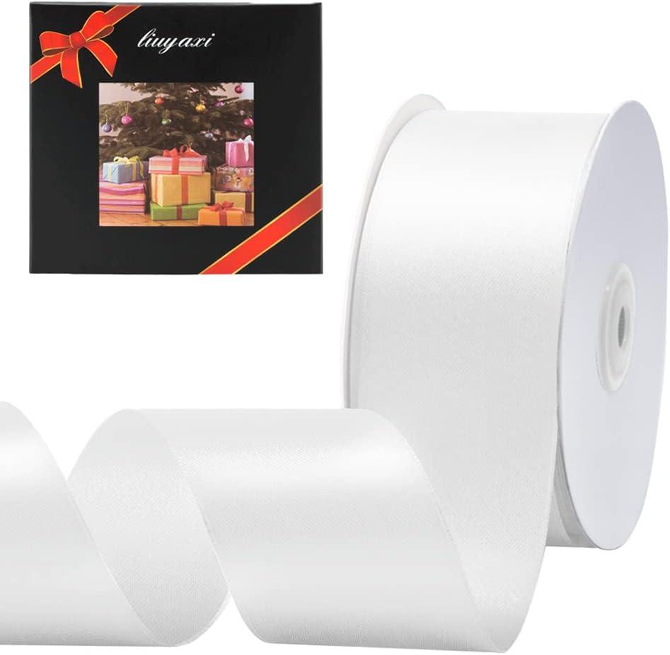 Solid Color Double Faced White Satin Ribbon 2" X 50 Yards, Ribbons Perfect for Crafts, Wedding Decor, Bow Making, Sewing, Gift Package Wrapping and More
