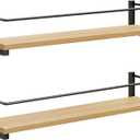 OROPY Spice Rack Wall Mounted, Rustic Wood Hanging Rack for Over The Stove, Kitchen Wall, 2 Pack