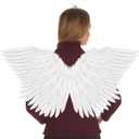 Angel Wings and Halo for Adult Feather Angel Costume for Women Halloween Cosplay Costumes Accessories (White)