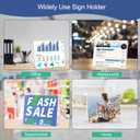 Slanted Back Acrylic Sign Holder 8 x 10 Horizontal, Acrylic Stands for Display 10 x 8, Clear Tabletop Plastic Paper Sign Holder for Office, Home, Restaurant (6 Pack 10x8 Inches)