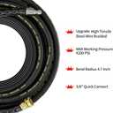 POHIR Power Washer Hose 25FT x 1/4 Inch with 3/8" Quick Connector, High Tensile Wire Braided Heavy Duty Kink Resistant High Pressure Hose 4200PSI, 2 Pcs M22 to 3/8 Adapters Set Accessories