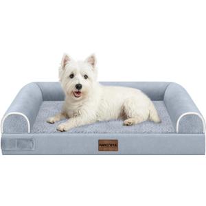 Medium Dog Bed Orthopedic Washable: Beds Bolster Medium Sized Dogs Bed Egg Crate Foam Couch Sofa Waterproof with Removable Cover (28.0"L x 19.0"W x 5.5"Th, Light Grey)