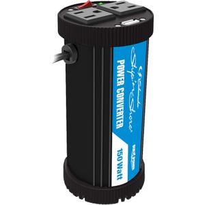 Schumacher Electric Ship n Shore SI1479 150 Continuous Watt/300 Peak Watt DC-to-AC Power Inverter, Two 120-Volt AC Outlets, 2.1-Amp USB Port, Black, 1 Unit