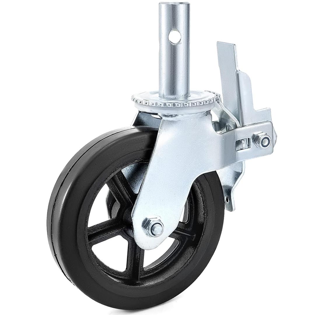 Best Equip 2 Pack Scaffolding Caster Wheels 8 x 2 Inch with Dual Locking Rubber Swivel Caster 360 Degrees Heavy Duty Casters 1100LBS Capacity per Wheel