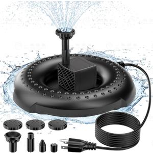 POPOSOAP Bird Bath Heater with Fountain Pump, 70W Heated Bird Bath Deicer with Thermostatic Control, 10Ft Weather-Resistant Cord, Outdoor Winter Birdbath Heater & Poultry Water Warmer