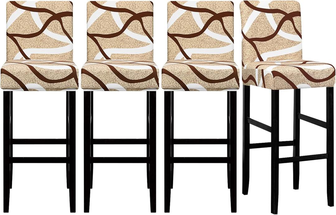 Lellen Jacquard Bar Chair Stool Cover - 4 Pack Stretch Chair Slipcover Pattern for Short Swivel Dining Chair-Counter Height Side Chairs (125845)