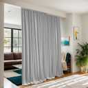 Floor to Ceiling Curtains for Wall Ceiling Mount Track - Blackout Privacy Room Divider Curtains for Ceiling Track System or Rod With Hooks - Soundproof Room Separator Extra Wide Curtain, 1 Panel (Grey)