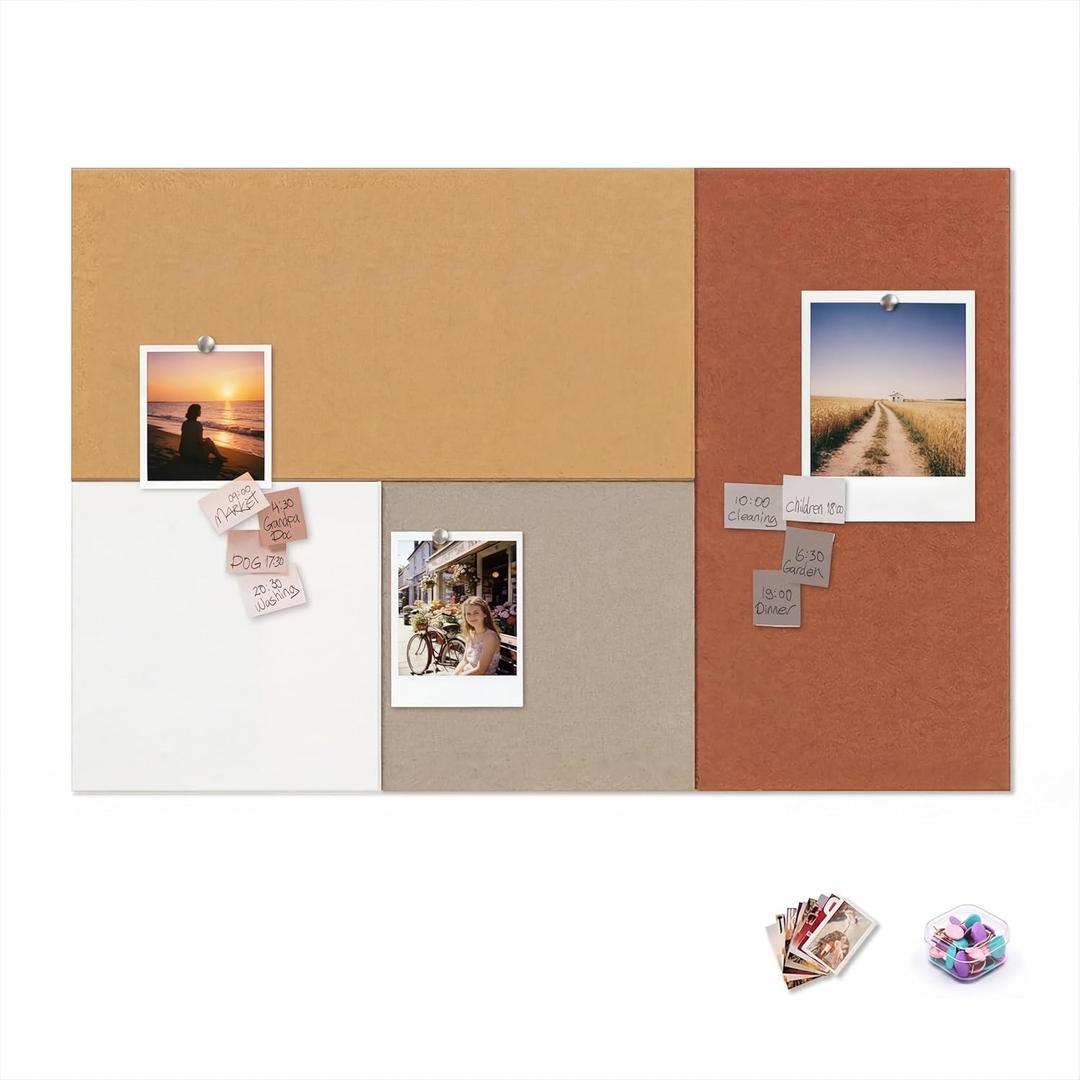 6 Pack Large Felt Bulletin Board, 15.7" Self-Adhesive Tiles, 4-Color, 15.7 x 15.7 x 0.31 in-6pcs