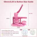 2026 Button Maker Machine 2.25 Inch (58mm), No Installation Required Pin Maker Kit for Button Making, DIY Pink Badge Maker Button Press with 30 Badge Supplies & Circle Cutter